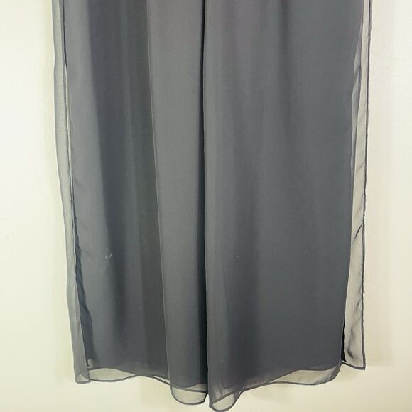 Black Sheer Chiffon Wide Leg Palazzo Pants 8 Flowing Boho Dressy Evening Resort - Picture 3 of 12
